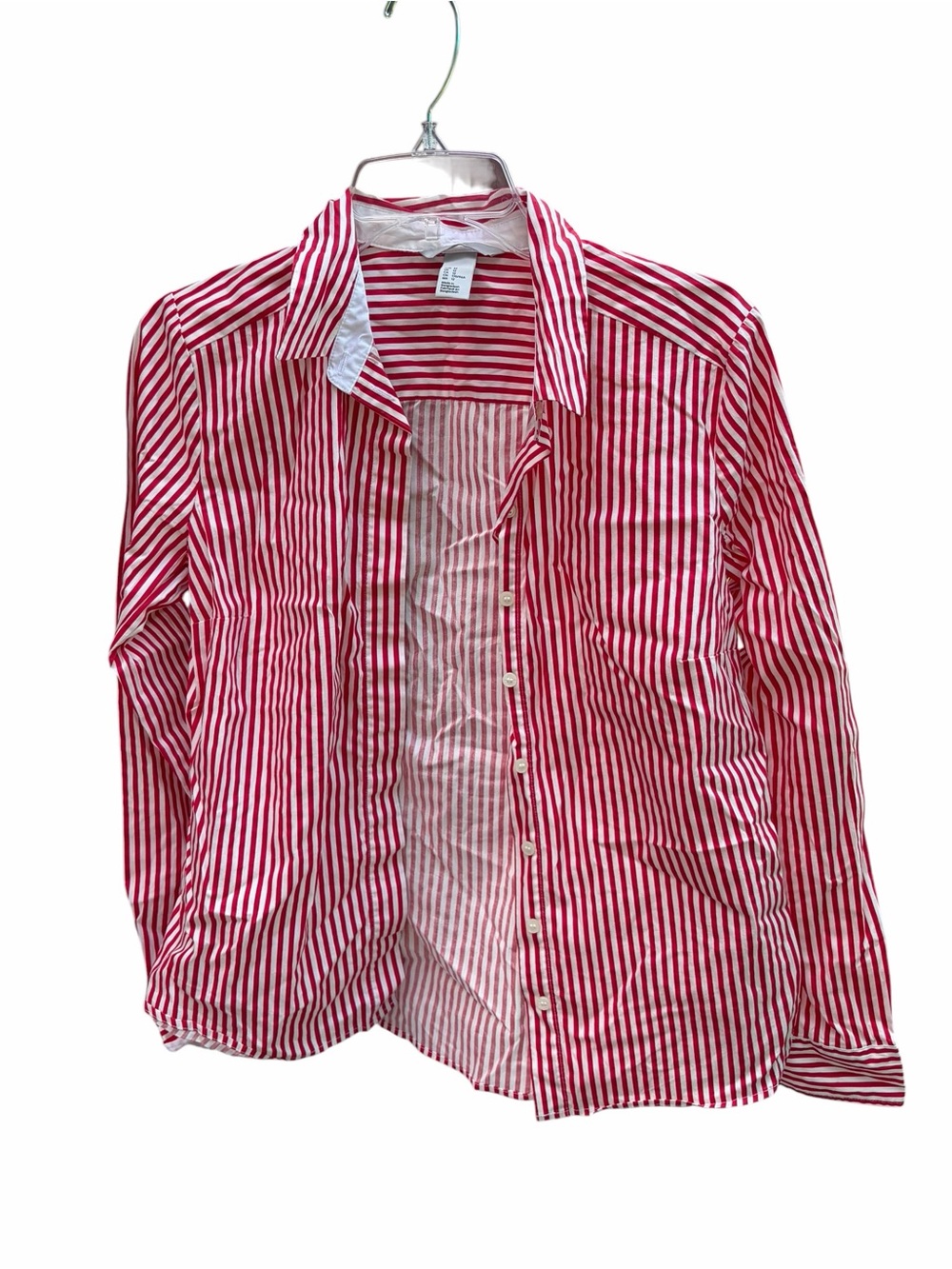 H&M Red & White Vertical Stripe Casual Button-Down Shirt